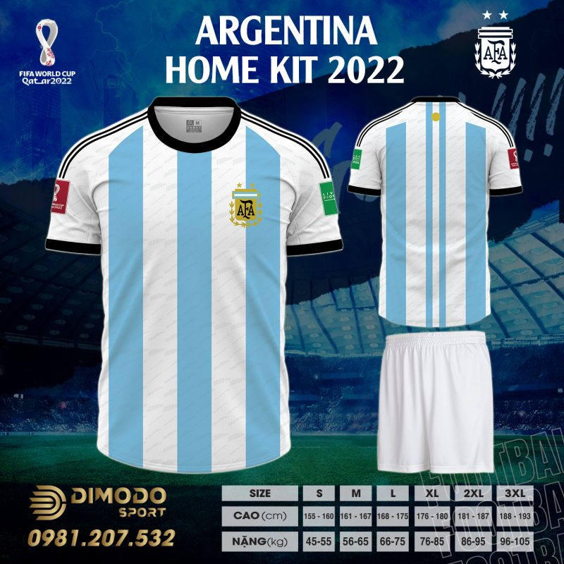 Áo đội tuyển Argentina sân nhà World Cup 2022 là thiết kế vừa thể hiện được tinh thần chiến đấu của Argentina vô cùng mạnh mẽ nhưng cũng vừa thể hiện được yếu tố hiện đại trong từng chi tiết trên áo.