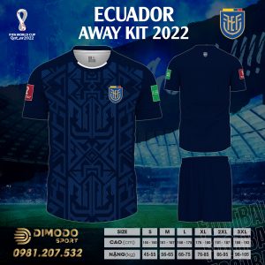 Áo đội tuyển Ecuador sân khách World Cup 2022 đẹp mọi góc nhìn dưới đây đến từ thương hiệu thời trang shop Dimodo Sport. Phiên bản áo đấu được nâng cấp và làm mới không chỉ về màu sắc, mà còn về cách phối họa tiết, hoa văn xuất hiện trên áo.
