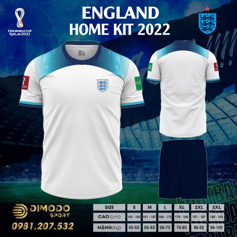 Thiết kế áo đội tuyển Anh sân nhà World Cup 2022 dưới đây chắc chắn sẽ là siêu phẩm có thể giúp cho bạn thỏa mãn được không chỉ về màu sắc, mà còn về phong cách thiết kế, bố cục màu sắc, họa tiết và form dáng xuất hiện trên áo.