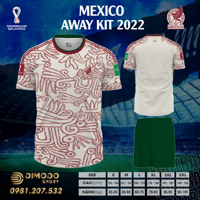 Áo đội tuyển Mexico sân khách World Cup 2022 không chỉ sở hữu màu sắc vô cùng quen thuộc và thân thiện mà còn chứa đựng các họa tiết bắt mắt, thu hút người nhìn. Đây chắc chắn là một trong những mẫu áo đấu mà bạn không nên bỏ lỡ.