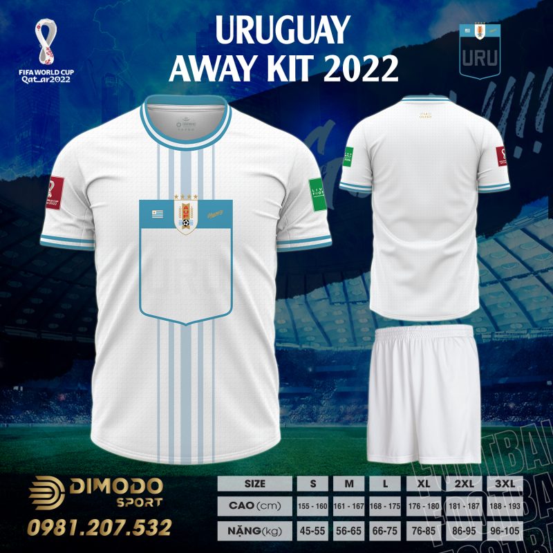 Để giúp các fan có được những phút giây cháy hết mình cùng thần tượng, Dimodo Sport xin cập nhật và mang đến mẫu áo đội tuyển Uruguay World Cup 2022 siêu đẹp. Cùng chiêm ngưỡng ngay bạn nhé!