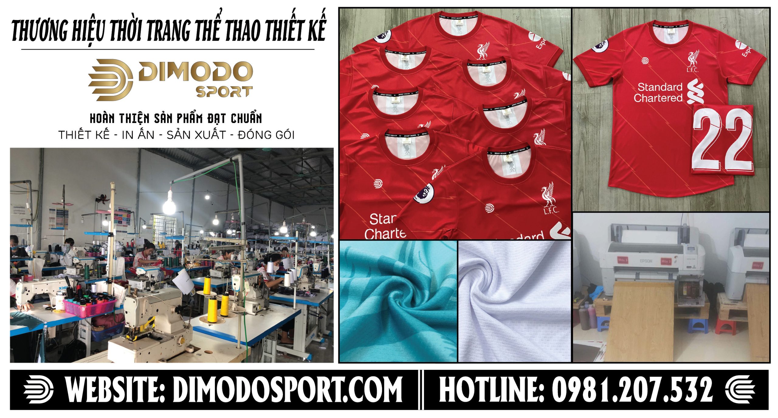 Dimodo Sport – Shop thể thao thiết kế số 1 toàn quốc chuyên thiết kế áo bóng đá, áo cầu lông, áo bóng chuyền,... với mọi size áo và kiểu dáng khác nhau.